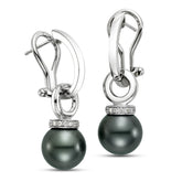 9 - 10mm Black Tahitian Pearl Earrings with 0.15 CTTW Diamonds - Isaac Westman - 2